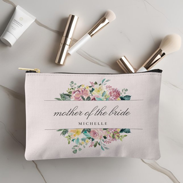 Pink Floral Bouquet Mother of the Bride Gift Accessory Pouch (Creator Uploaded)