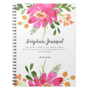 Pink Floral Bouquet Personalised Scripture Journal