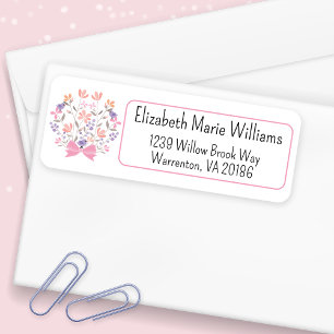 Pink Floral Bouquet Return Address Label
