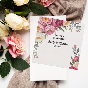 Pink Floral Bouquet Thank You Card