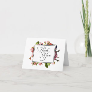 Pink Floral Bouquet Thank You Card