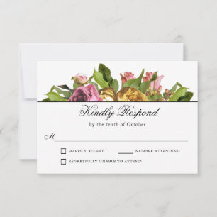 Pink Floral Bouquet Wedding RSVP Card