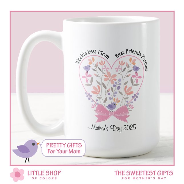 Pink Floral Bouquet with Bow Mother's Day Coffee Mug (Creator Uploaded)