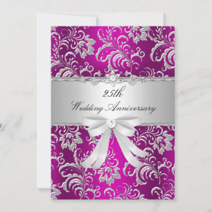 Pink Floral & Bow 25th Wedding Anniversary Invite