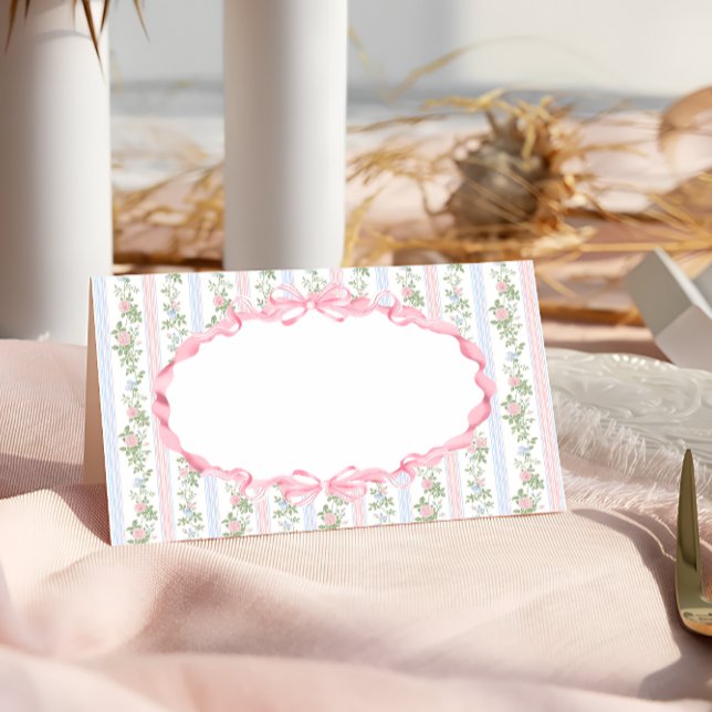 Pink Floral Bow Baby Shower Place Card (Creator Uploaded)
