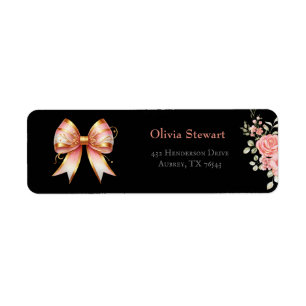 Pink Floral Bow Bridal Shower Return Address Return Address Label