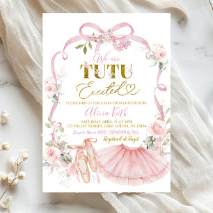 Pink Floral Bow Coquette Ballet Baby Shower Invitation