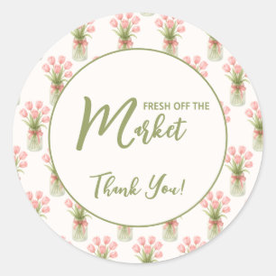 Pink Floral Bow Fresh Off The Market Classic Round Sticker