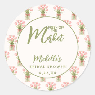 Pink Floral Bow Fresh Off The Market Classic Round Sticker