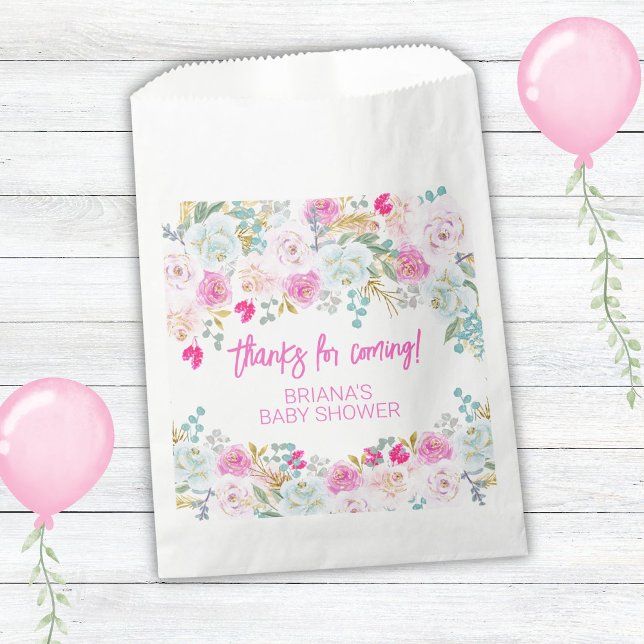 Pink Floral Boy Baby Shower Favours Favour Bag (Creator Uploaded)