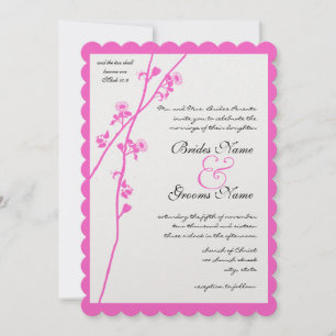 Pink Floral Branch Wild Flower Wedding Invitation