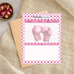 Pink Floral Breast Cancer_ Medication Tracker Notepad