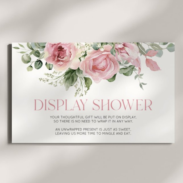 Pink Floral Bridal Baby Shower Display Shower Enclosure Card (Creator Uploaded)