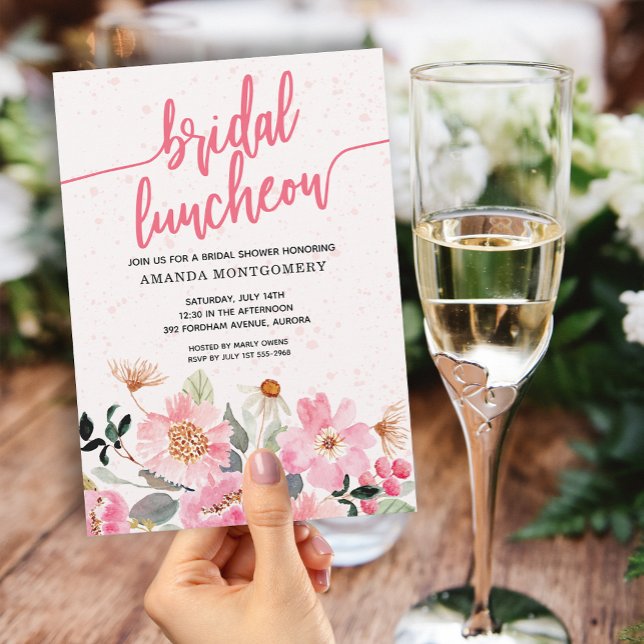 Pink Floral Bridal Luncheon Shower Invitation (Creator Uploaded)