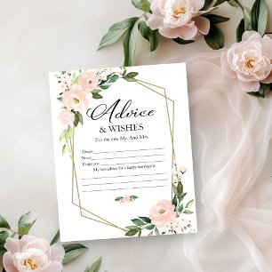 Pink Floral Bridal Shower Advice & Wishes Cards