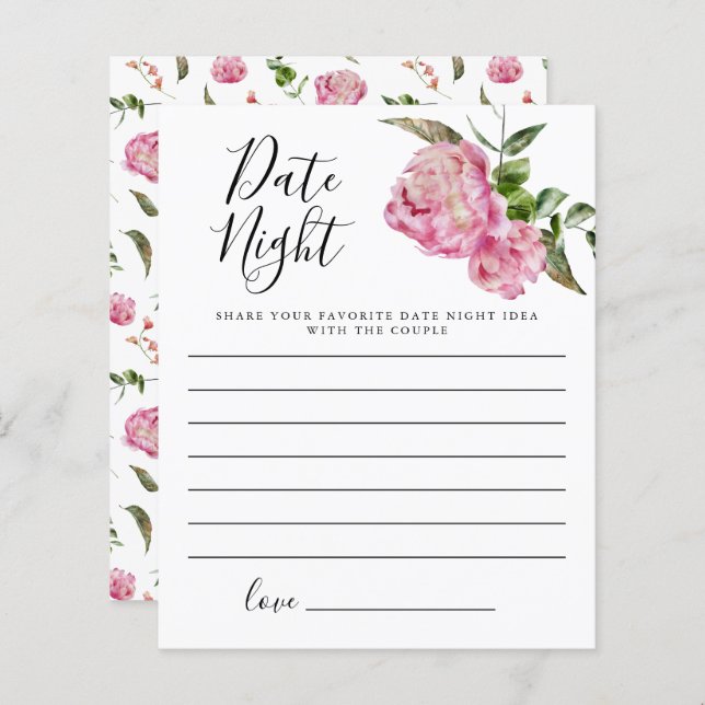 Pink Floral Bridal Shower Date Night Ideas (Front/Back)
