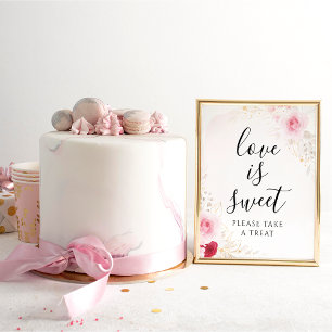 Pink Floral Bridal Shower Dessert Sign