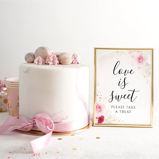 Pink Floral Bridal Shower Dessert Sign (Creator Uploaded)