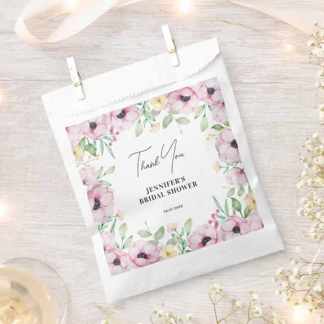 Pink Floral Bridal Shower Favour Bag (Clipped)