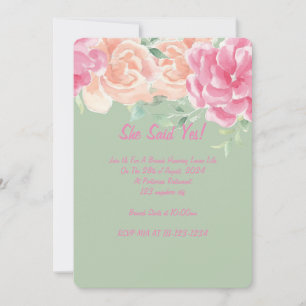 Pink floral bridal shower invitation 