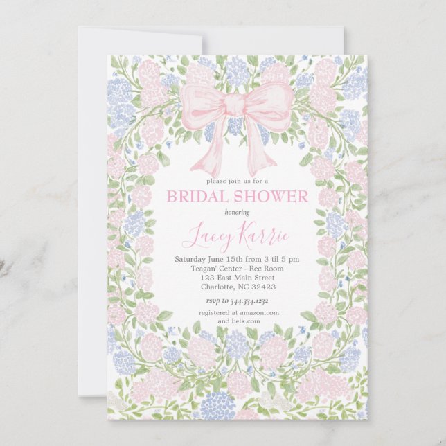Pink  Floral Bridal Shower Invitation (Front)