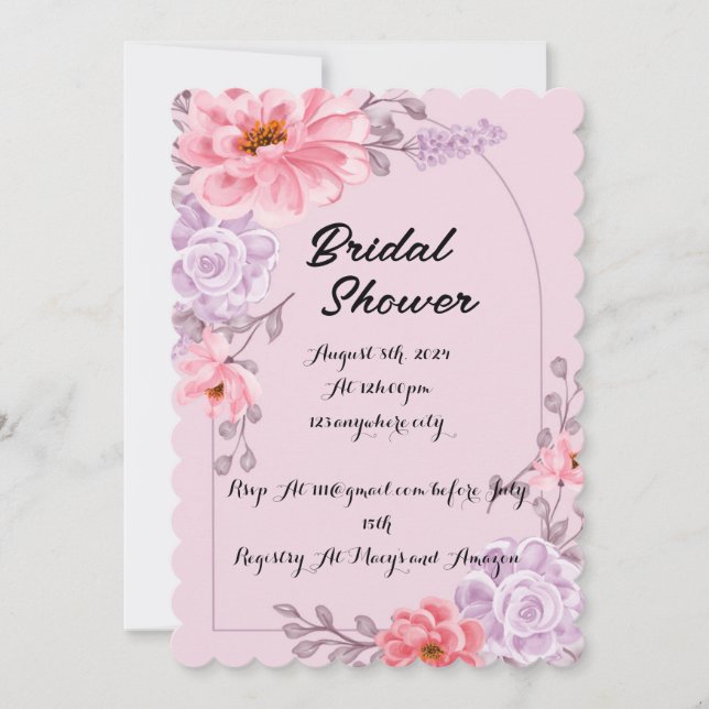 PINK FLORAL BRIDAL SHOWER INVITATION (Front)