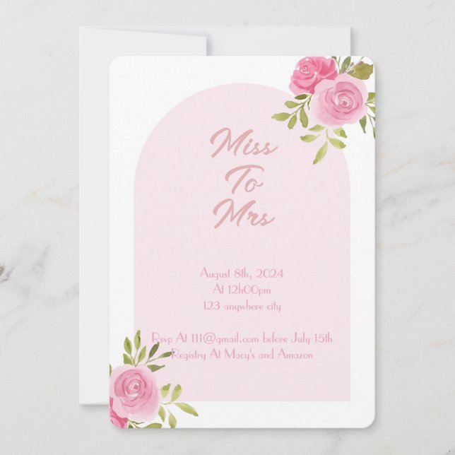PINK FLORAL BRIDAL SHOWER INVITATION (Front)