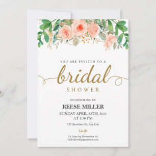 Pink Floral Bridal Shower Invitation