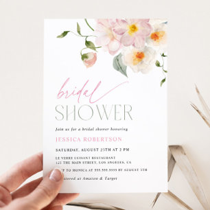 Pink Floral Bridal Shower Invitation