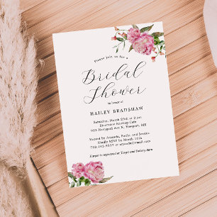Pink Floral Bridal Shower Invitation