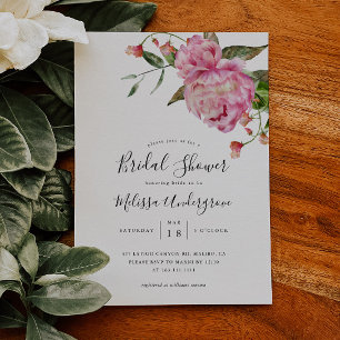 Pink Floral Bridal Shower Invitation