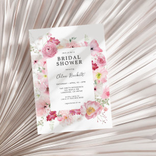 Pink Floral Bridal Shower Invitation