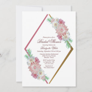 Pink Floral Bridal Shower Invitation