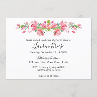 Pink Floral Bridal Shower - Invitation