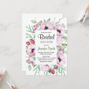 Pink Floral Bridal Shower Invitations