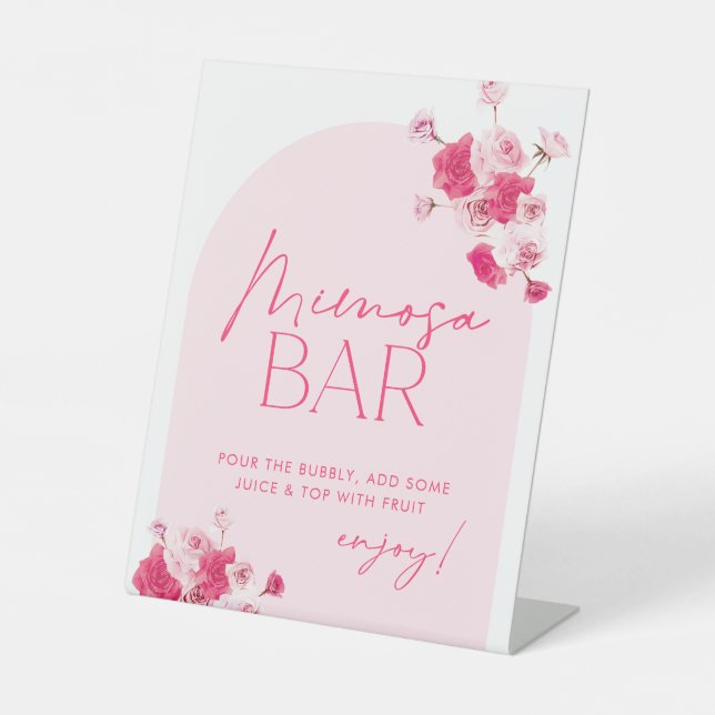 Pink Floral Bridal Shower Mimosa Bar Sign (Front)