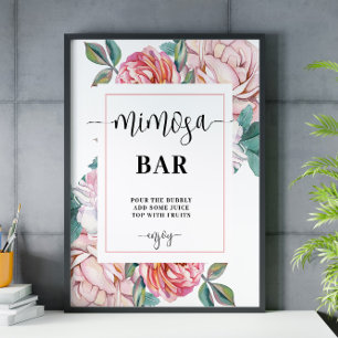 Pink Floral Bridal Shower Mimosa Bar sign