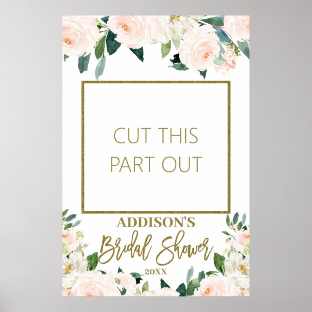 Pink Floral Bridal Shower Photo Prop Frame Poster (Front)