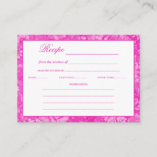 PInk Floral Bridal Shower Recipe Enclosure Card