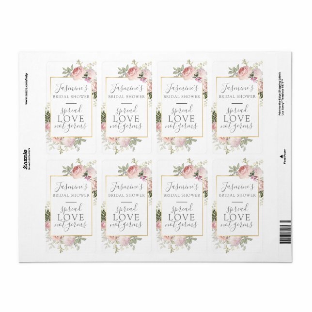 Pink Floral Bridal Shower Spread Love Not Germs (Full Sheet)