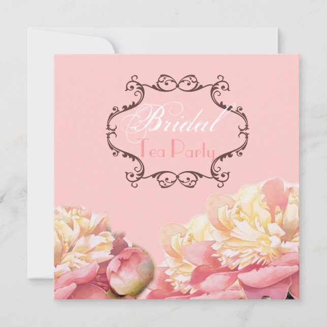 Pink Floral Bridal Shower Tea Party Invitation (Front)