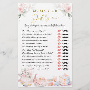Pink Floral Bridal Shower Tea Party Mummy or Daddy
