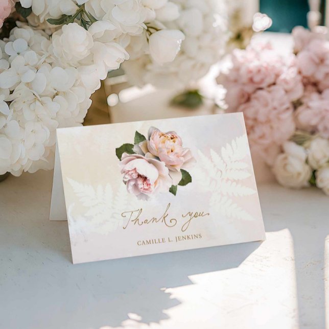 Pink Floral Bridal Shower Thank you (Elegant Pink Garden Bridal Shower Thank you Card)
