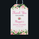 Pink Floral Bridal Shower Thank You Gift Tags<br><div class="desc">This bridal shower sticker,  with its bold and bright watercolor flowers and bright pink text,  will add fun and colour to your guests' favours.</div>