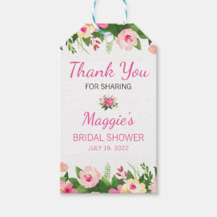 Pink Floral Bridal Shower Thank You Gift Tags