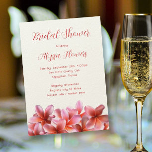 Pink Floral Bridal Shower Tropical Plumeria Invitation