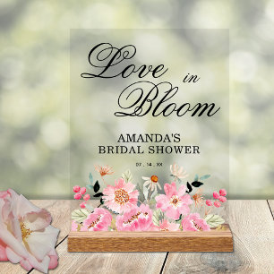 Pink Floral Bridal Shower Welcome Acrylic Sign