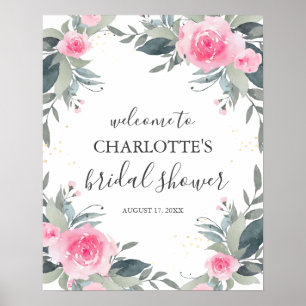 Pink Floral Bridal Shower Welcome Sign