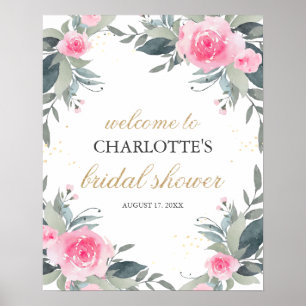 Pink Floral Bridal Shower Welcome Sign