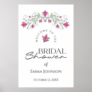 Pink Floral Bridal Shower Welcome Sign